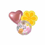 It's A Girl Pink Balloon, Pink Heart, Yellow Flower Balloon