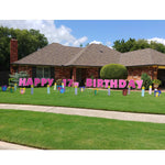 Happy 17th Birthday Pink Large Lawn Letters - Present and Candle Yard Signs