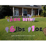 Yard Signs Baby Girl Announcement, Pink Lawn Letters and Numbers