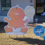 Large Baby Yard Sign with Blue Rattles