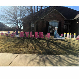 Elsa and Ana Large Yard Signs - Birthday Candle in Front Yard