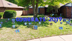 Graduation Blue Large Letters Yard with Grad Hats
