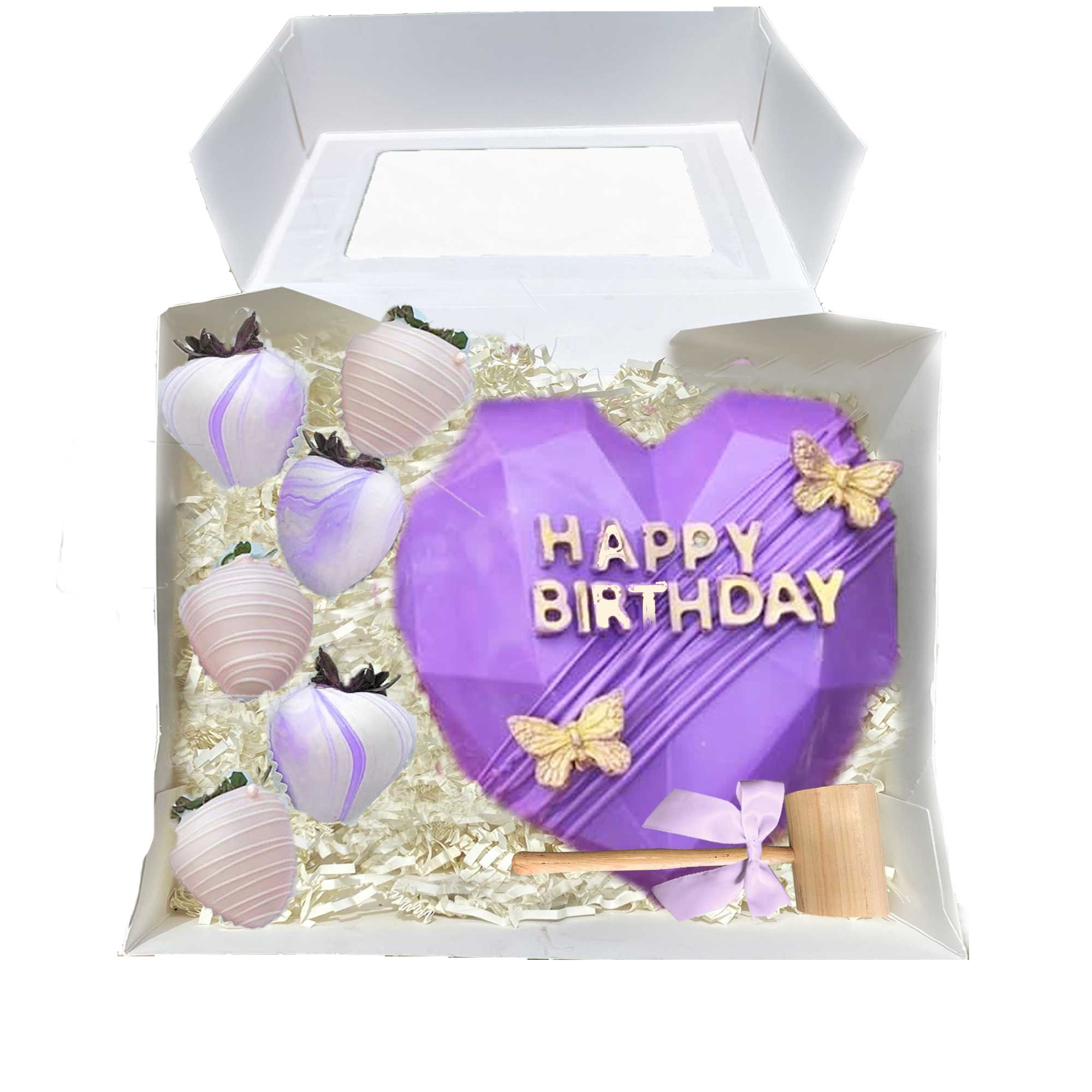 Happy Birthday Chocolate Pizza for Her (Pink & Purple)