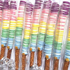 Rainbow Chocolate Covered Pretzel Rods