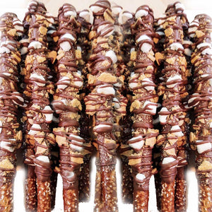 Chocolate Nut Cookie Candy Covered Pretzel Rods