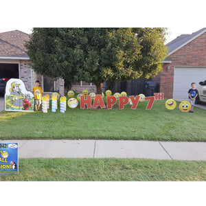 Firefighter Birthday Yard Signs - Red Large Letters - Emojis- Candles