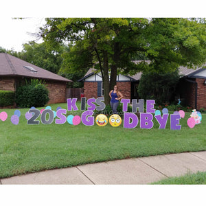 30th Birthday Purple Yard Signs Emojis and Balloons