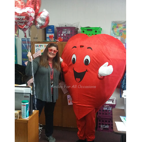 Teacher Birthday Big Red Heart Costume with Balloons